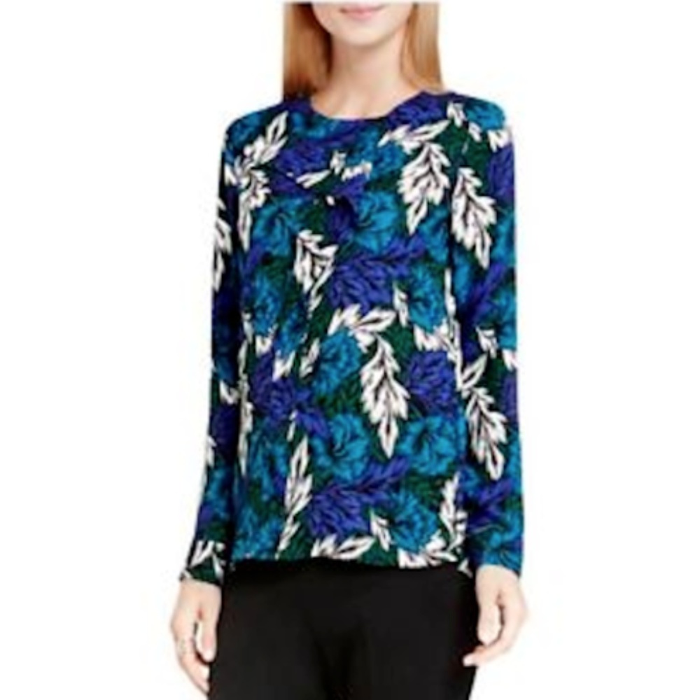 Vince Camuto Floral Long Sleeve Ruffled Blouse
